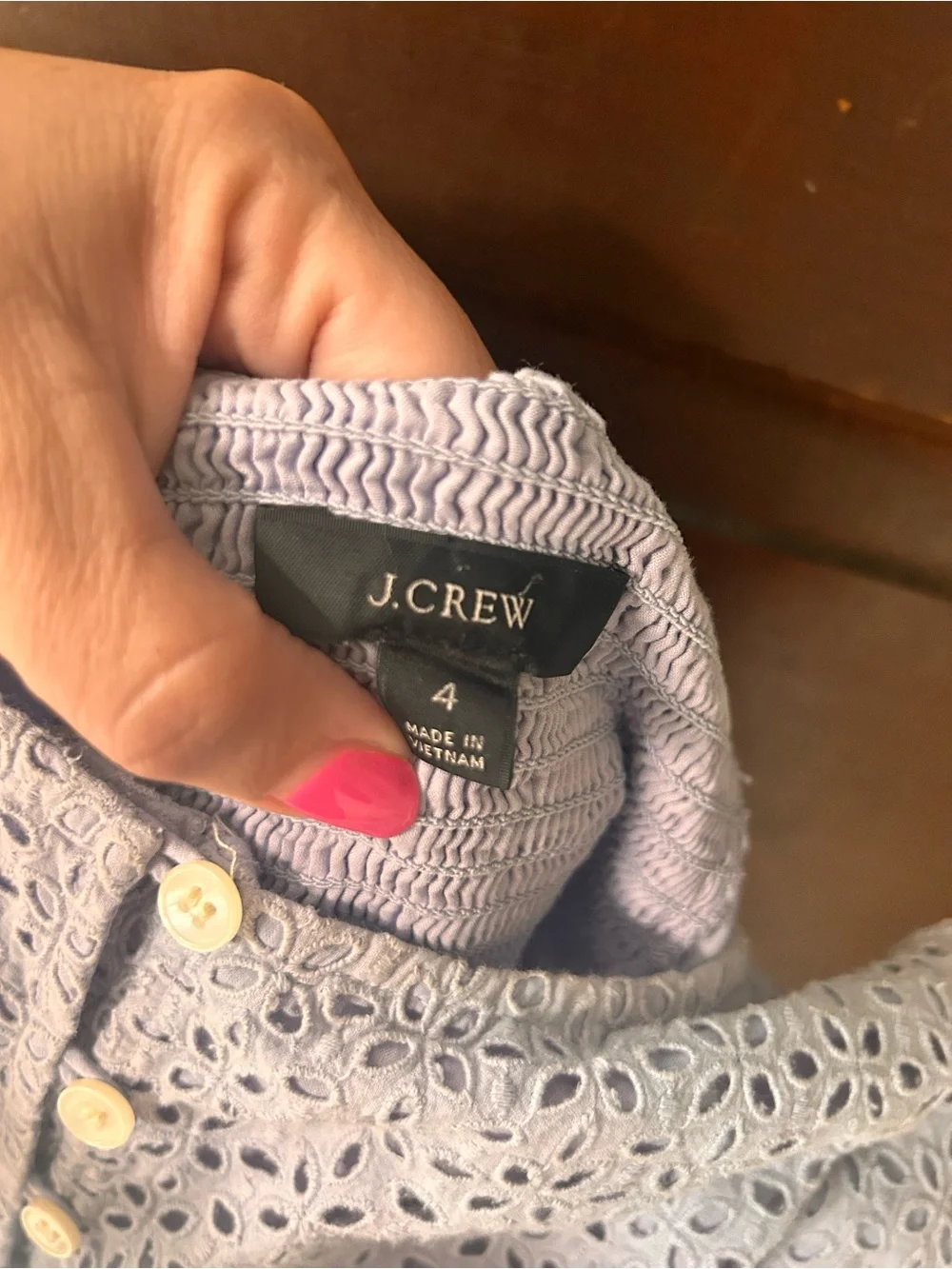 J. Crew Periwinkle Eyelet Midi Dress with Button Front